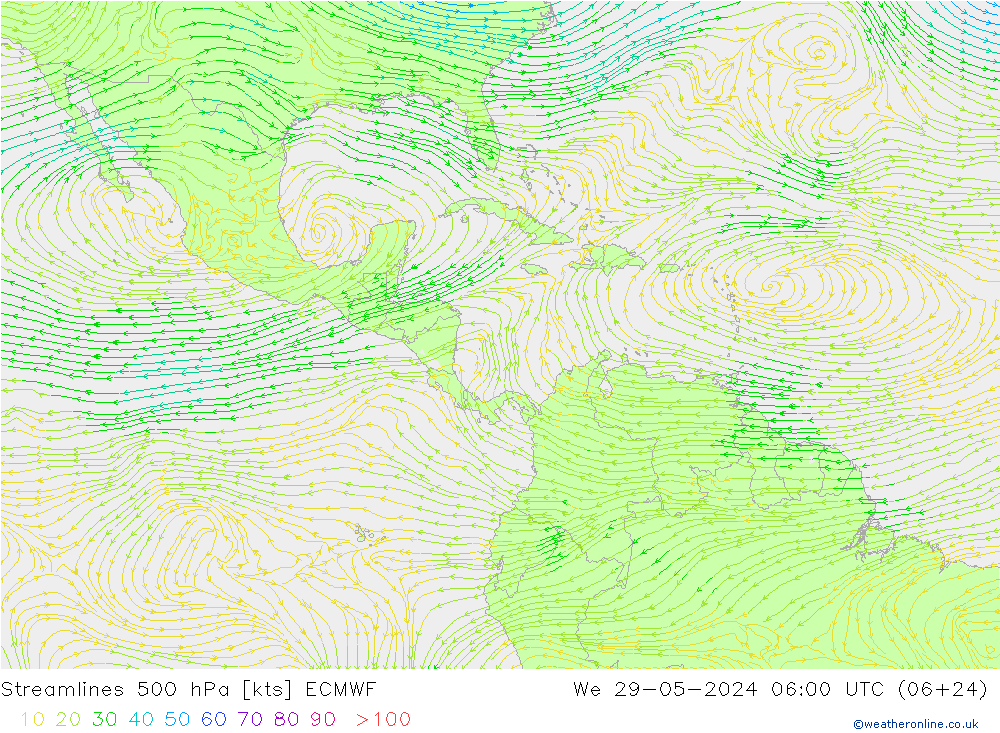 ветер 500 гПа ECMWF ср 29.05.2024 06 UTC