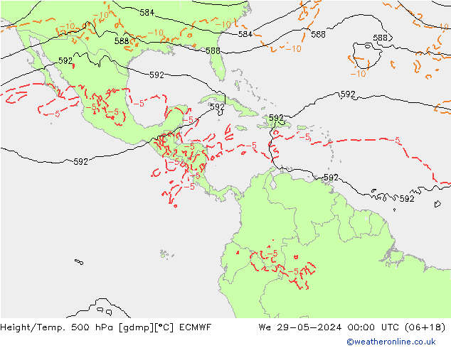 Z500/Yağmur (+YB)/Z850 ECMWF Çar 29.05.2024 00 UTC