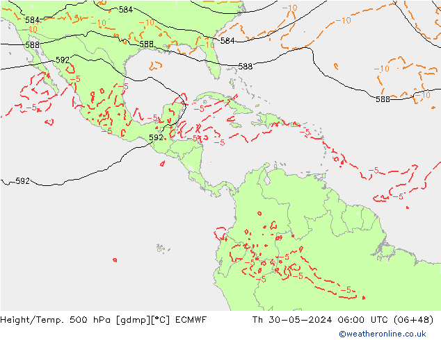 Z500/Rain (+SLP)/Z850 ECMWF Th 30.05.2024 06 UTC