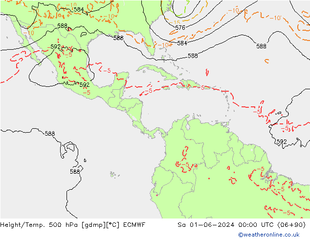 Height/Temp. 500 hPa ECMWF Sáb 01.06.2024 00 UTC