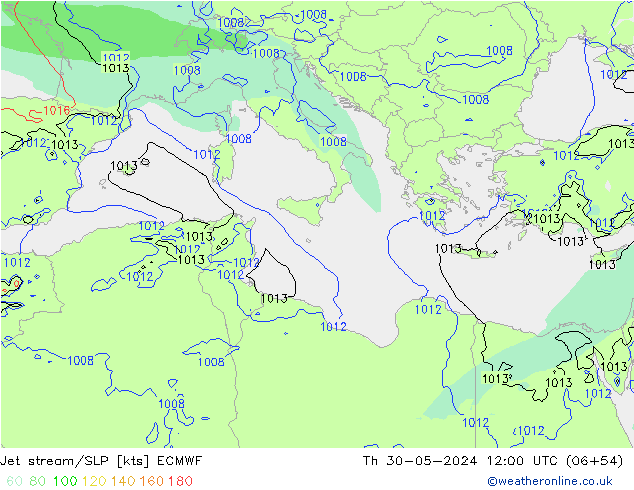 джет/приземное давление ECMWF чт 30.05.2024 12 UTC