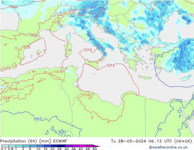 Z500/Yağmur (+YB)/Z850 ECMWF Sa 28.05.2024 12 UTC