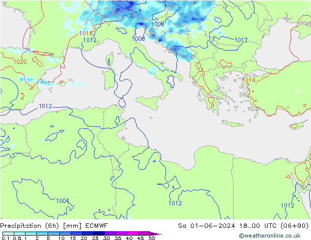 Precipitação (6h) ECMWF Sáb 01.06.2024 00 UTC