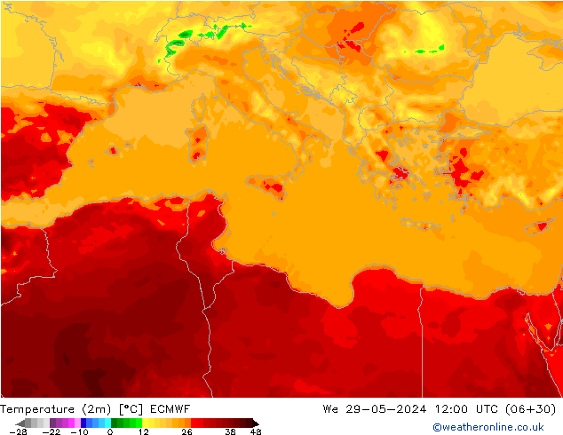 карта температуры ECMWF ср 29.05.2024 12 UTC