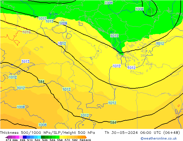 Thck 500-1000hPa ECMWF  30.05.2024 06 UTC