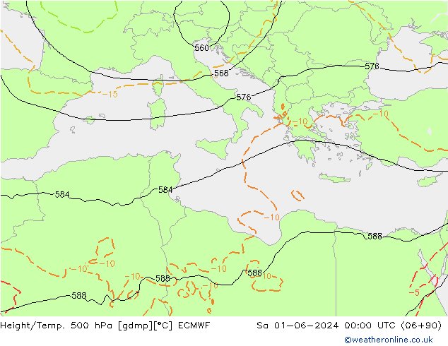 Height/Temp. 500 hPa ECMWF  01.06.2024 00 UTC