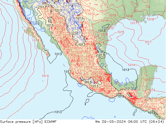 pressão do solo ECMWF Qua 29.05.2024 06 UTC