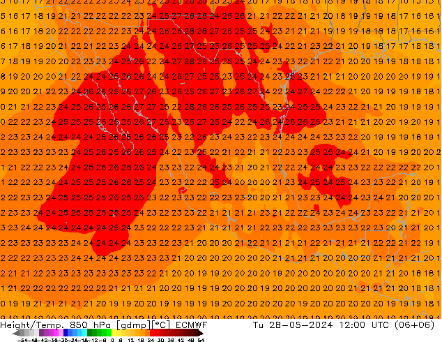 Z500/Regen(+SLP)/Z850 ECMWF di 28.05.2024 12 UTC