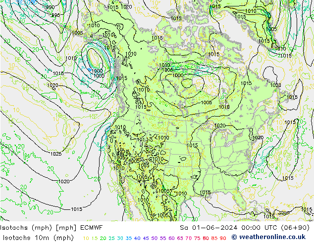 Isotachs (mph) ECMWF Sa 01.06.2024 00 UTC