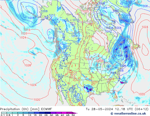 Z500/Rain (+SLP)/Z850 ECMWF Tu 28.05.2024 18 UTC