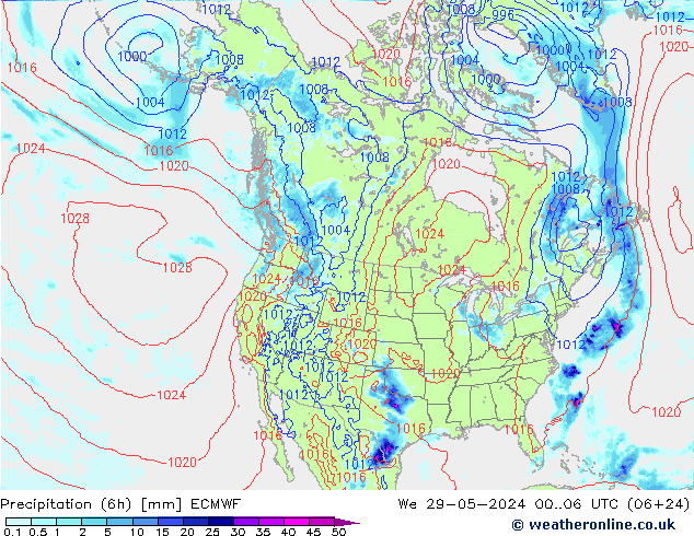 Z500/Rain (+SLP)/Z850 ECMWF We 29.05.2024 06 UTC