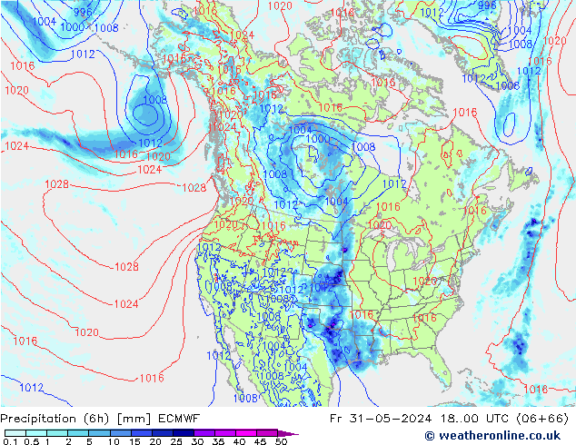 Z500/Rain (+SLP)/Z850 ECMWF vie 31.05.2024 00 UTC