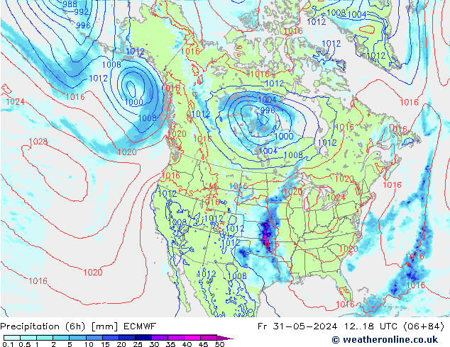 Z500/Rain (+SLP)/Z850 ECMWF ven 31.05.2024 18 UTC