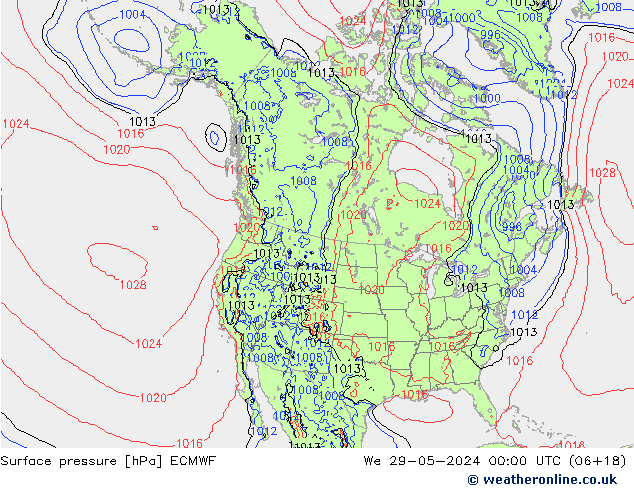 Surface pressure ECMWF We 29.05.2024 00 UTC