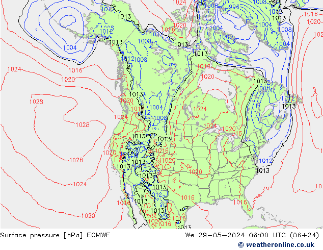 Atmosférický tlak ECMWF St 29.05.2024 06 UTC