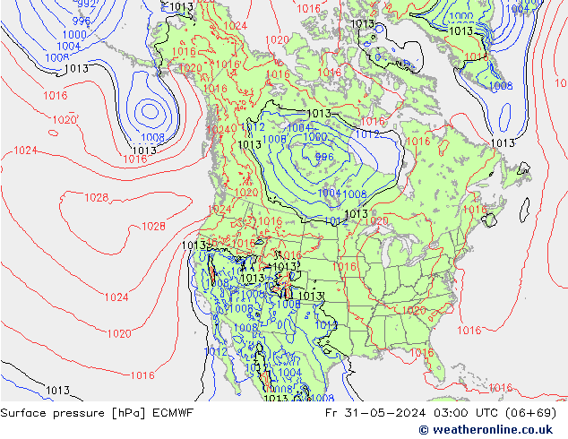 приземное давление ECMWF пт 31.05.2024 03 UTC