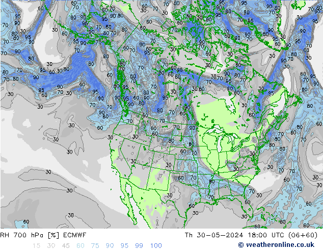 RV 700 hPa ECMWF do 30.05.2024 18 UTC