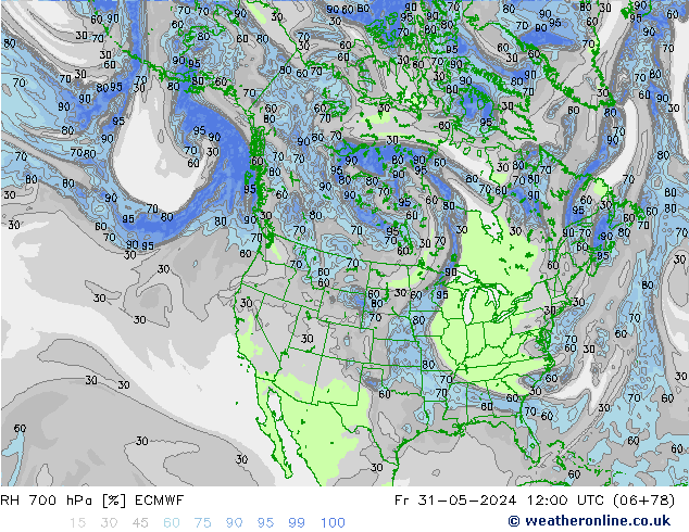 RH 700 hPa ECMWF  31.05.2024 12 UTC