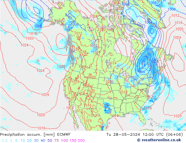 Precipitation accum. ECMWF Tu 28.05.2024 12 UTC