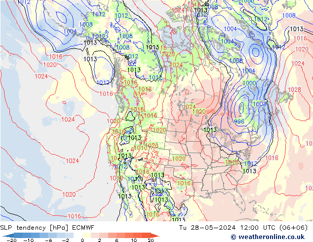 Drucktendenz ECMWF Di 28.05.2024 12 UTC