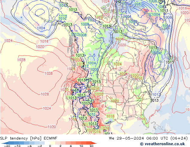 Drucktendenz ECMWF Mi 29.05.2024 06 UTC