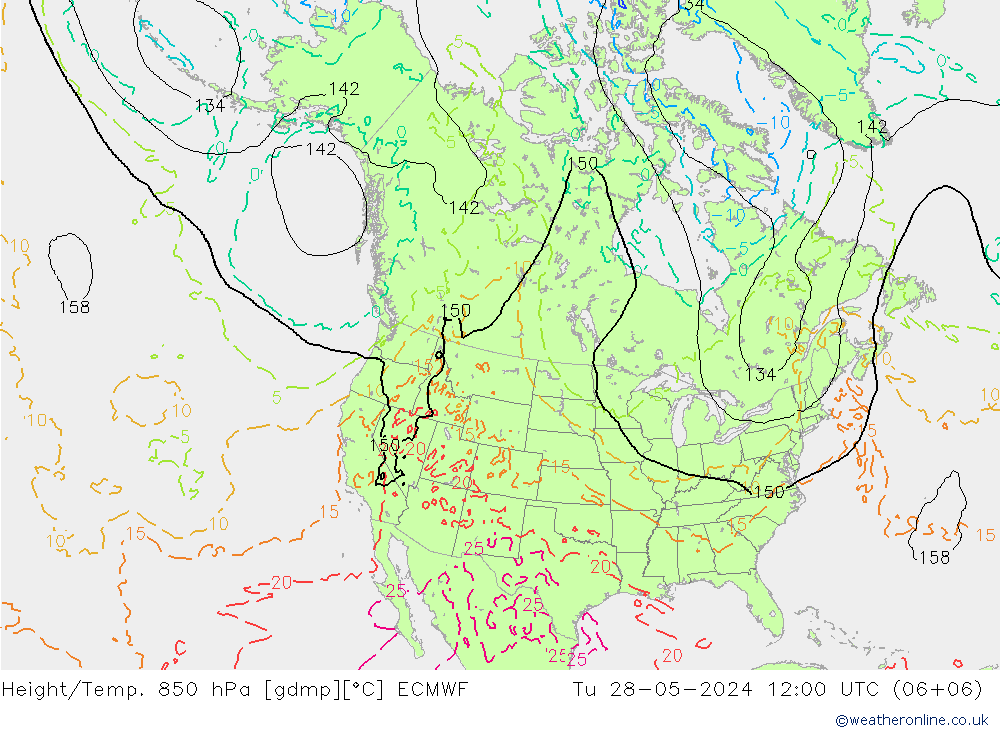 Z500/Rain (+SLP)/Z850 ECMWF  28.05.2024 12 UTC