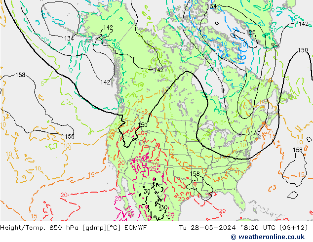 Z500/Rain (+SLP)/Z850 ECMWF Tu 28.05.2024 18 UTC