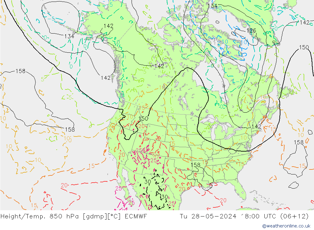 Z500/Regen(+SLP)/Z850 ECMWF di 28.05.2024 18 UTC