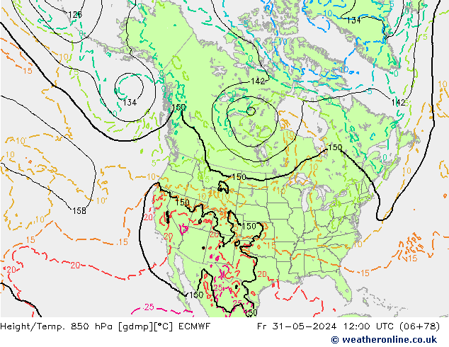 Z500/Rain (+SLP)/Z850 ECMWF Sex 31.05.2024 12 UTC