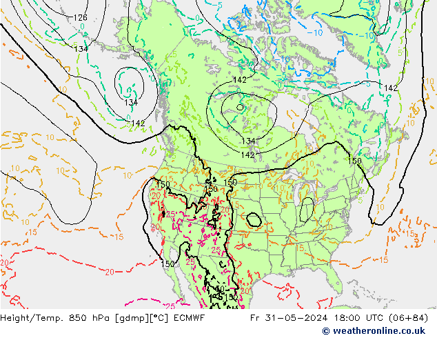 Height/Temp. 850 hPa ECMWF ven 31.05.2024 18 UTC