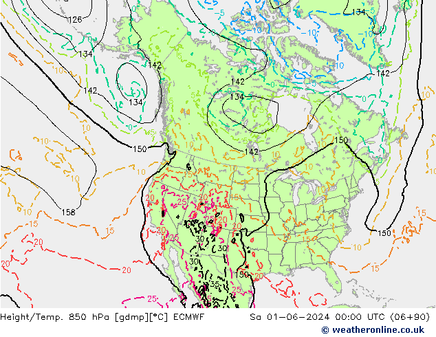 Geop./Temp. 850 hPa ECMWF sáb 01.06.2024 00 UTC