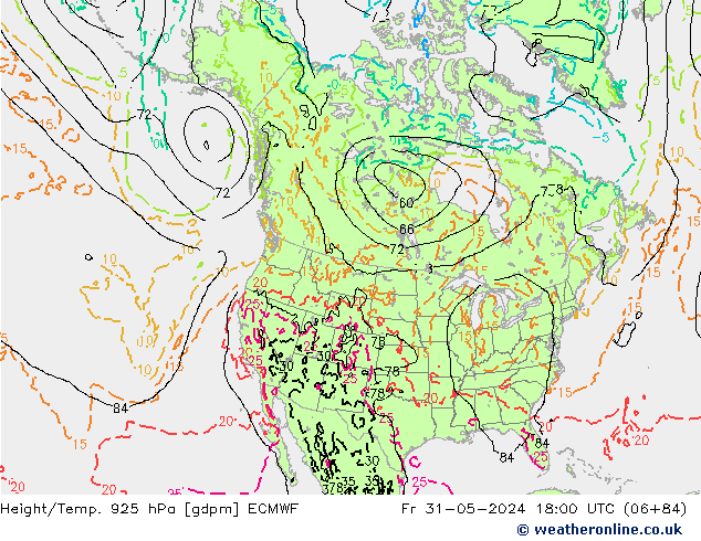 Height/Temp. 925 hPa ECMWF  31.05.2024 18 UTC