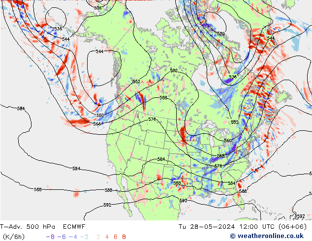 T-Adv. 500 hPa ECMWF Tu 28.05.2024 12 UTC