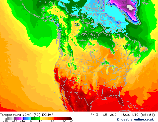 Temperatura (2m) ECMWF Sex 31.05.2024 18 UTC