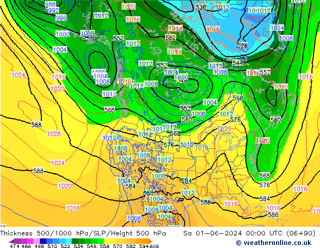 Schichtdicke 500-1000 hPa ECMWF Sa 01.06.2024 00 UTC