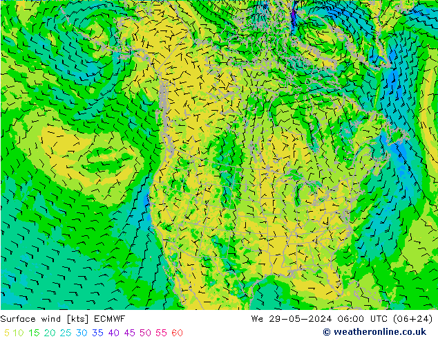 Bodenwind ECMWF Mi 29.05.2024 06 UTC