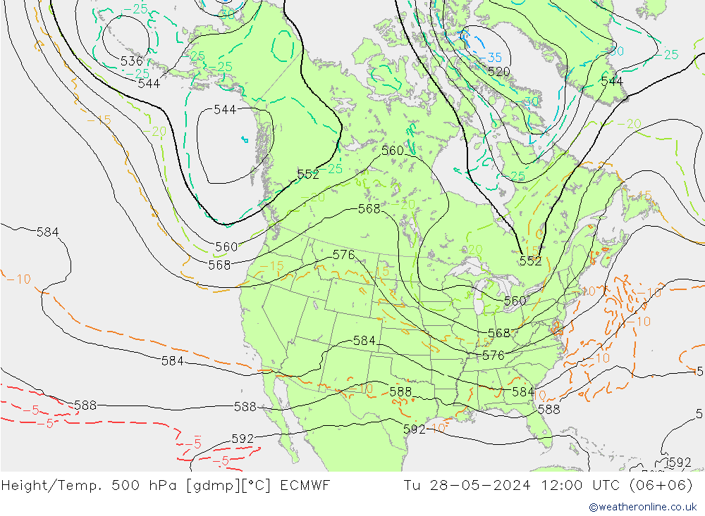 Z500/Rain (+SLP)/Z850 ECMWF  28.05.2024 12 UTC