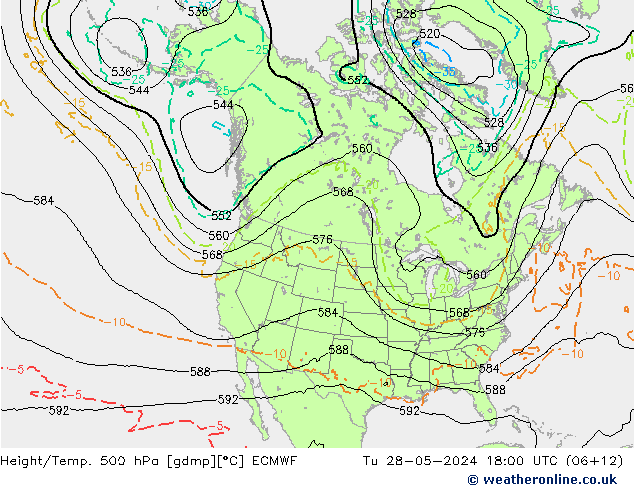 Z500/Rain (+SLP)/Z850 ECMWF Tu 28.05.2024 18 UTC