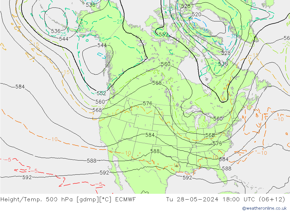 Z500/Regen(+SLP)/Z850 ECMWF di 28.05.2024 18 UTC