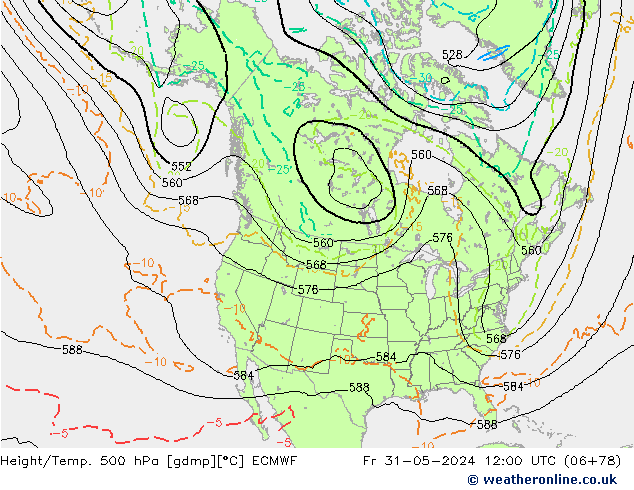 Z500/Rain (+SLP)/Z850 ECMWF Sex 31.05.2024 12 UTC