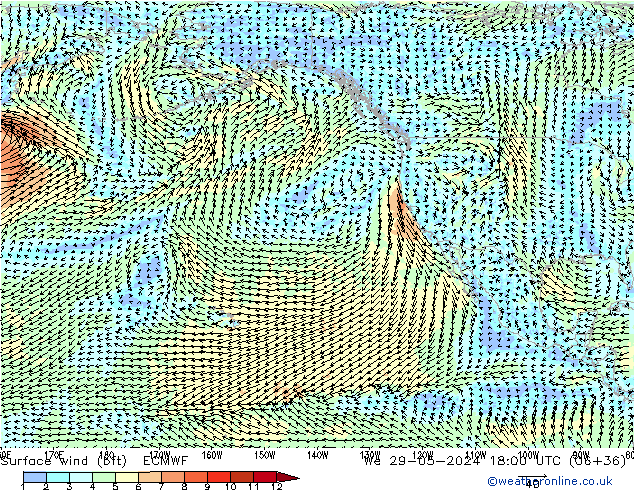 Surface wind (bft) ECMWF St 29.05.2024 18 UTC