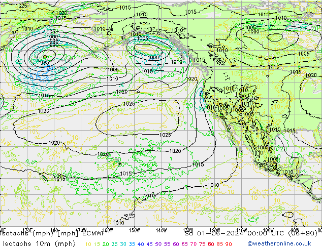 Izotacha (mph) ECMWF so. 01.06.2024 00 UTC