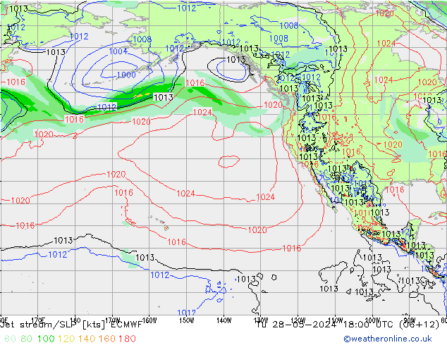 Jet stream/SLP ECMWF Tu 28.05.2024 18 UTC