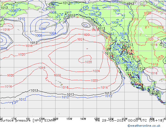 Surface pressure ECMWF We 29.05.2024 00 UTC