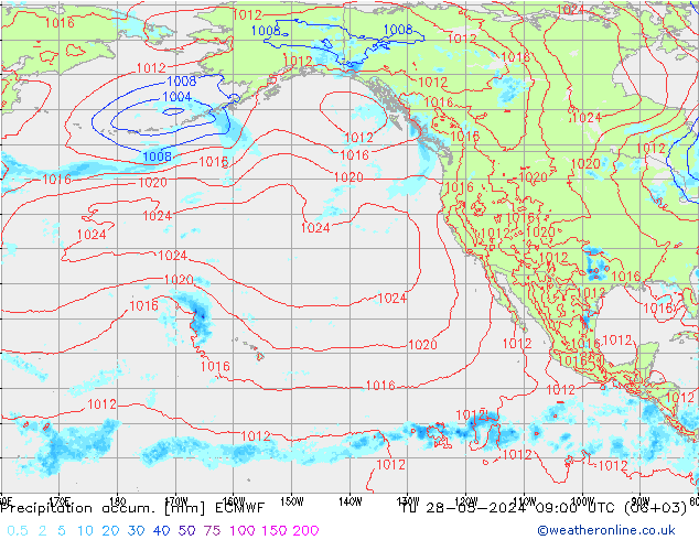 Totale neerslag ECMWF di 28.05.2024 09 UTC