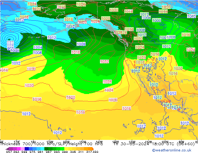 Thck 700-1000 hPa ECMWF Th 30.05.2024 18 UTC