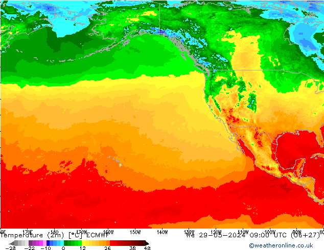 Sıcaklık Haritası (2m) ECMWF Çar 29.05.2024 09 UTC