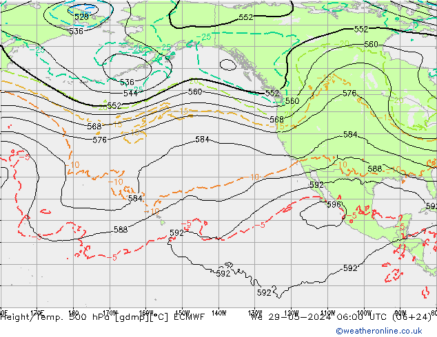 Z500/Rain (+SLP)/Z850 ECMWF We 29.05.2024 06 UTC