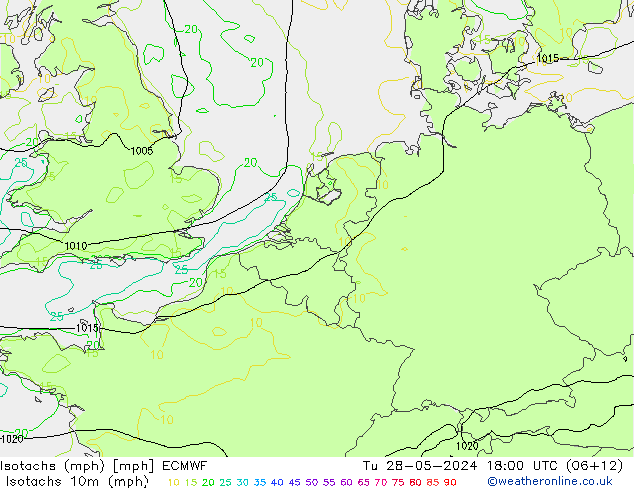 Isotachs (mph) ECMWF  28.05.2024 18 UTC