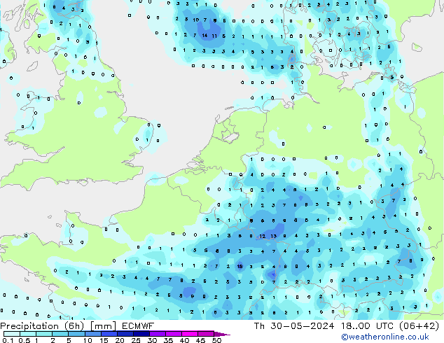 Z500/Yağmur (+YB)/Z850 ECMWF Per 30.05.2024 00 UTC